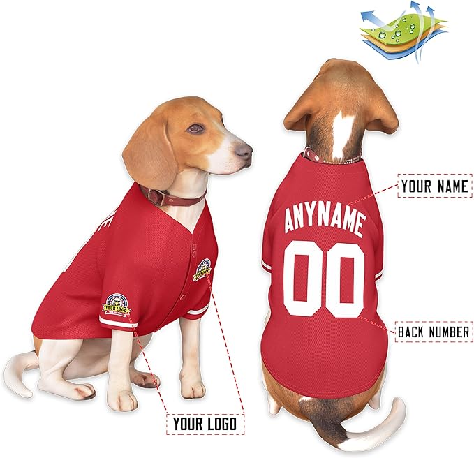 Custom Dog Baseball Jersey with Name Number Logo for Small Pet Dogs-Personalized Dog Shirts