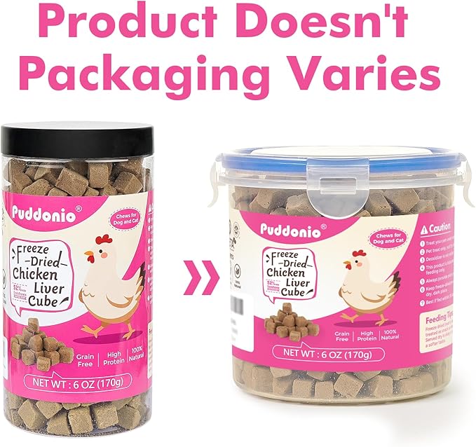 Freeze Dried Cats & Dogs Raw Treats, All Natural Single Ingredient Chicken Liver, High Protein Healthy Pet Training Treats or Food Topper, 6 oz