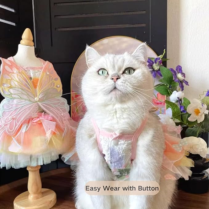 Cat/Small Dog Pretty Fairy Costume Clothing - Cute Dress Outfit for Spring Halloween Christmas Girl Party (XL)