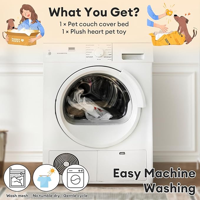 FUNNY FUZZY Pet Couch Covers for Sofa, Large Dog Couch Bed Cover Cream Square Plaid Washable Pet Mat for Furniture Protector Sofa Cover for Dogs, Large, Light Brown