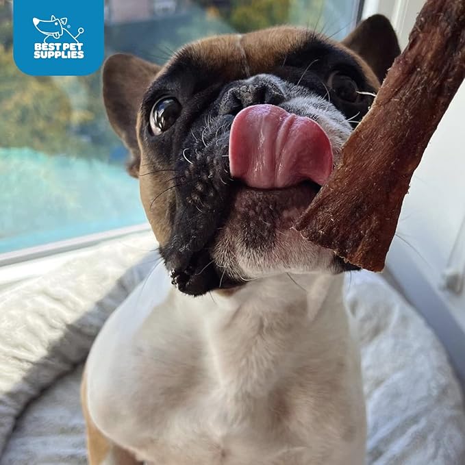 GigaBite Single Ingredient All Natural Free Range Bully Treats and Chews - Bully Sticks/Bladder Sticks/Beef Esophagus by Best Pet Supplies - Esophagus Strips (6 Inch), Pack of 25