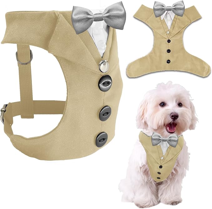 AVERYDAY Dog Tuxedo for Wedding Outfit, Dog Suit and Tie Costumes for Birthday, Halloween, Cosplay, Christmas Party, Pet Formal Wear with Bowtie, Tux for Small Dogs, Chihuahua, Bichon, Maltese, Cats