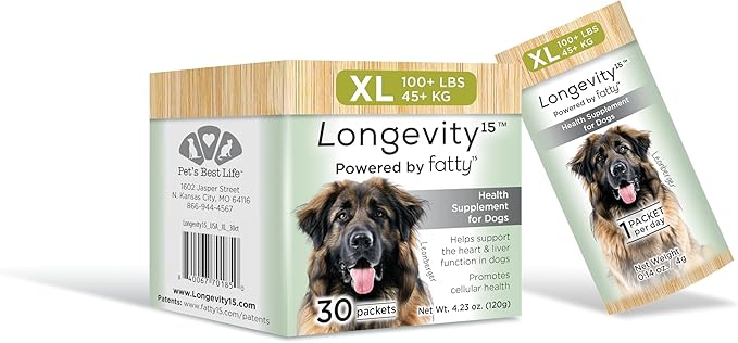 Yummy Combs Longevity15 – C15:0 – Fatty Acid Health Supplement for Dogs – Healthy Pet Supplies – for Extra Large Dogs, 1 Pack