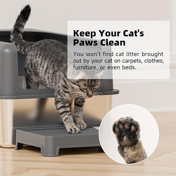 Cat Ramp for Litter Box Elevated Litter Ramp for Cat Litter Boxes, Washable Easy Cleaning Litter Mat with Filter Function Steps Suitable for Small & Elderly Cats(14"x10"x2.5")