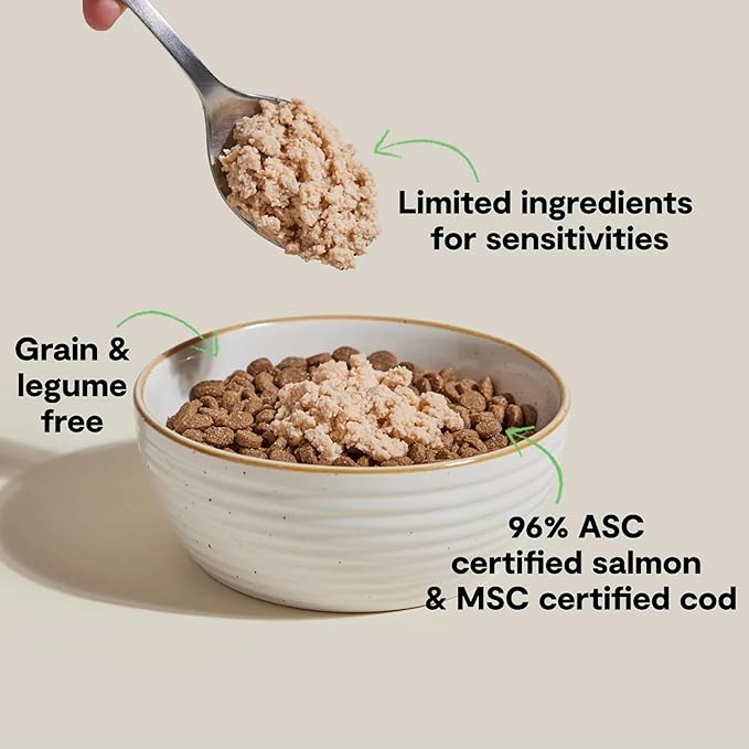 Open Farm, Canned Cat Food Topper, Silky Mousse Made with 95% Responsibly Sourced Icelandic Fish, Grain & Legume Free, Salmon & Cod Recipe, 3.17oz Cans (Pack of 17)