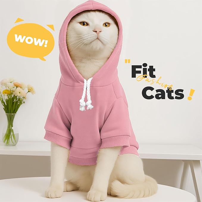 PETCARE Dog Hoodie Sweaters for Small Medium Dogs Cats Cute Soft Warm Fleece Puppy Sweaters Dog Clothes Hoodies Sweatshirt Reflective Fall Winter Chihuahua Yorkie French Bulldog Outfits, Pink