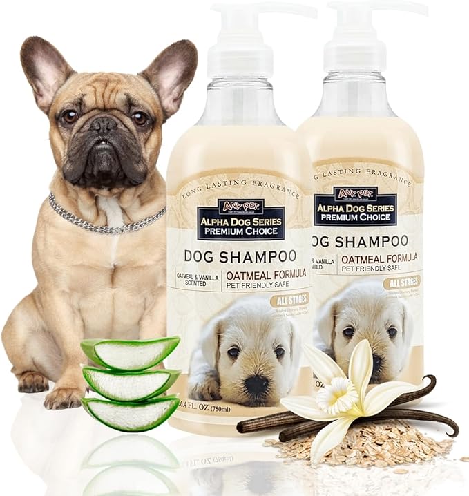 Alpha Dog Series All Natural Anti Itch Oatmeal Shampoo + Conditioner for Dogs | Hypoallergenic Soothing Relief for Dry, Itchy, Bitten or Allergy Damaged Skin (Pack of 2)