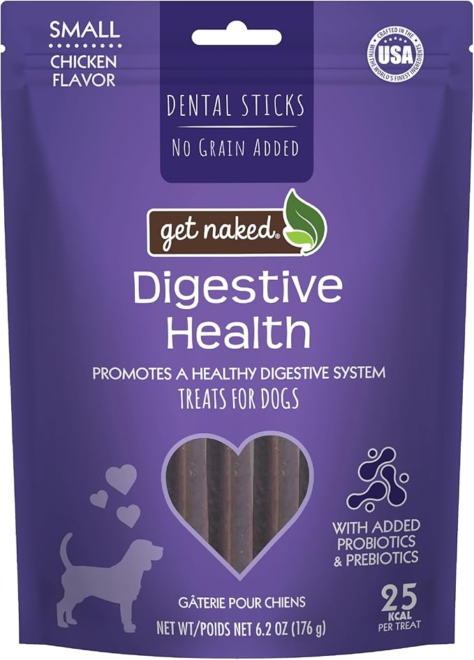 Get Naked Grain Free 1 Pouch 6.2 Oz Digestive Health Dental Chew Sticks, Small