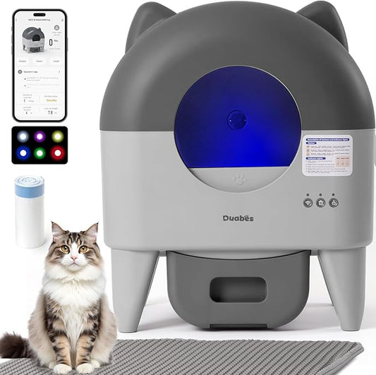 Self Cleaning Litter Box: Extra Large Automatic Cat Litter Box Self Cleaning for Multiple Cats - APP Control with Smart Sensors - Safety Protection - Low Noise Design