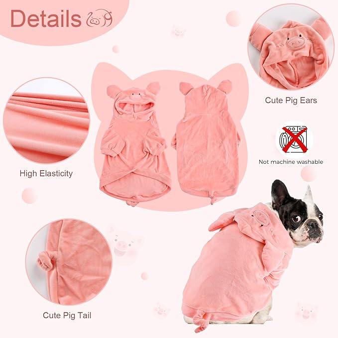 NACOCO Halloween Pig Dog Costume - Pet Christmas New Year Hoodie Warm Party Coat Outfit for Small and Medium Cat Dog Clothes(Pink Pig,S)