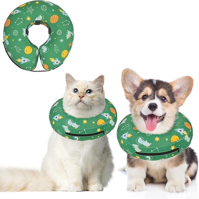 Inflatable Dog Cone Collar for After Surgery, Dog Donut Collar After Surgery, Soft Pet Cone for Small Medium Large Dogs to Stop Licking