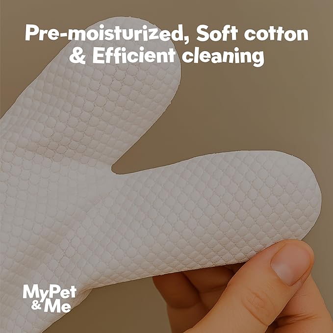 My Pet & Me - No-Rinse Cleaning Gloves for Dogs & Cats - 6 Count | Deodorizing & Moisturizing Pet Glove Wipes | Dog Washing Gloves for Easy Grooming | Paw Cleaner & Bath Gloves for Pets