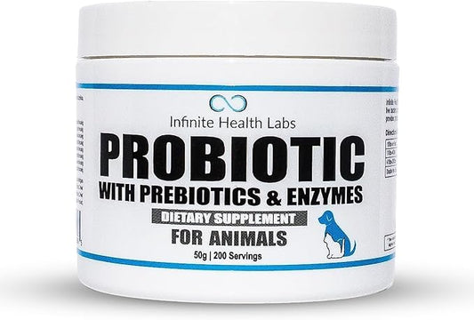 Probiotics for Dogs and Cats - Vet Formulated Made in USA Pet Prebiotic & Enzyme Powder for Digestive, Gut & Immune Health - 200 Servings (50 g)