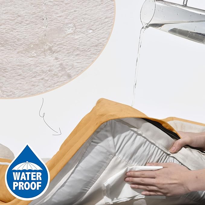 Comfort Expression Orthopedic Dog Bed for Large Dogs 38x25 Inch, Waterproof Supportive Egg Crate Foam Large Pet Bed with Removable Bolsters, Dog Couch with Washable Cover & Non-Slip Bottom, Caramel