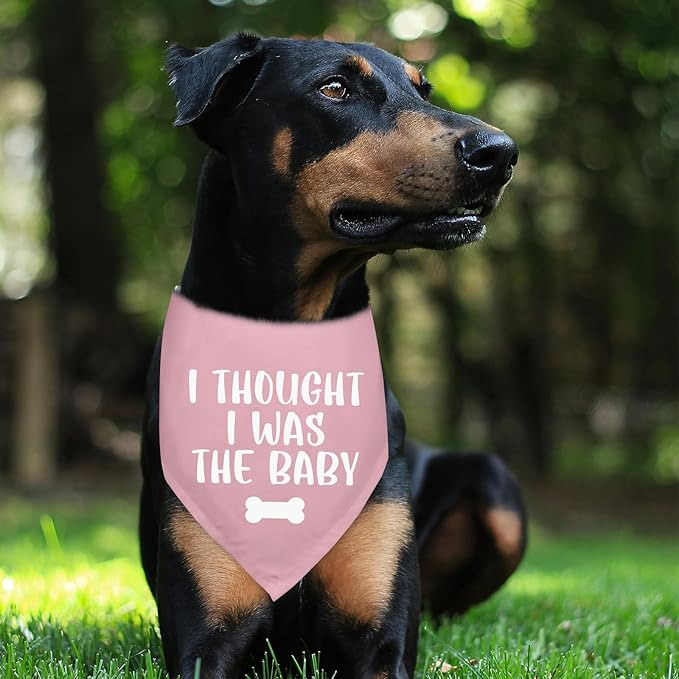 I Thought I was The Baby Pregnancy Announcement Bandana Pink Dogs Triangle Scarf Dog Bandana Baby Announcement Photo Prop Pet Scarf Accessories for Pet Dog Lovers Gifts