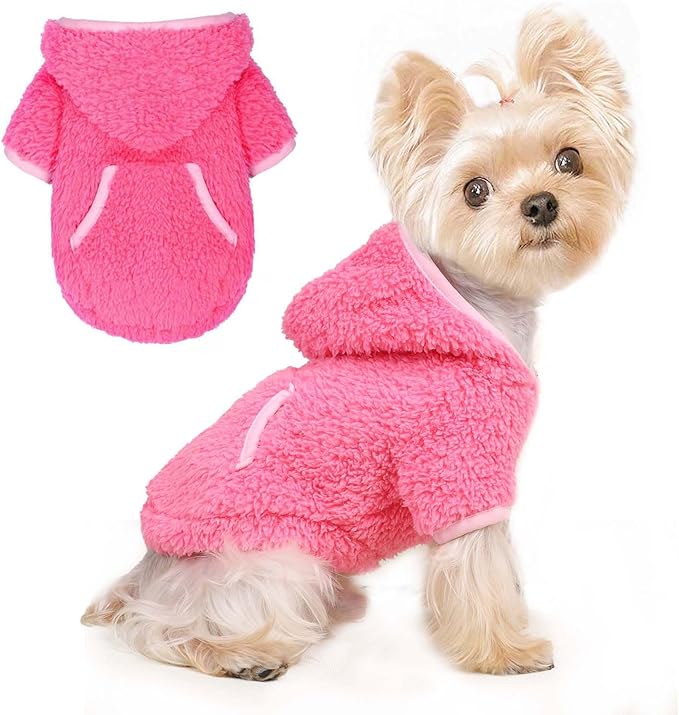 Dog Sweater Dog Winter Clothes for Small Dogs Boy Girl Pet Hoodies Puppy Cold Weather Coats Fall Doggie Sweatshirt for Chihuahua Yorkie Cat Sweater Costumes (Rose, Small)