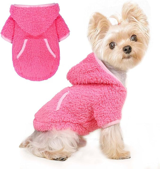 Dog Sweater Dog Winter Clothes for Small Dogs Boy Girl Pet Hoodies Puppy Cold Weather Coats Fall Doggie Sweatshirt for Chihuahua Yorkie Cat Sweater Costumes (Rose, Small)