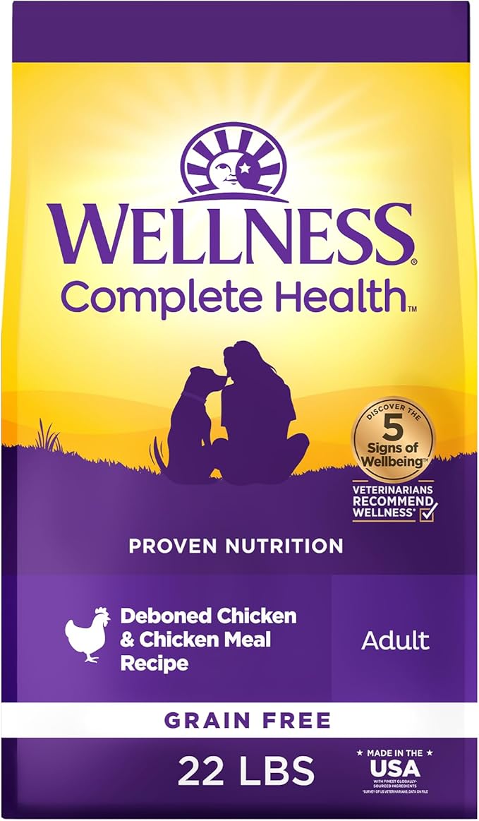 Wellness Complete Health Dry Dog Food, Grain Free, Natural, Chicken Recipe, (22-Pound Bag)