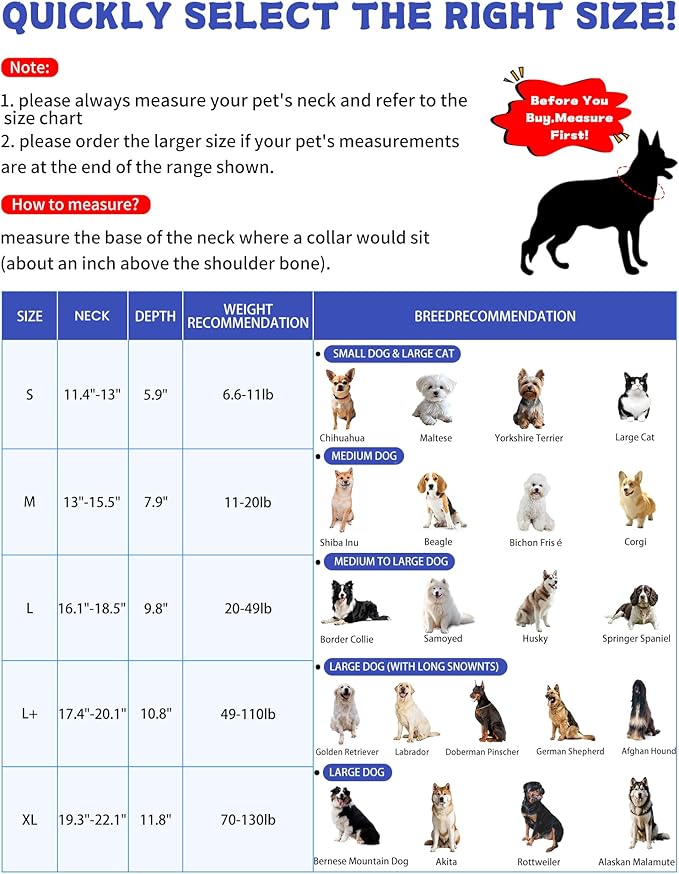 Soft Dog Cone Collar After Surgery Alternative for Dogs to Stop Licking, Comfy Collars for Large/Medium/Small Pet, Adjustable Elizabethan Neuter Recovery E Cones of Shame Neck & Head Ecollars, Cat