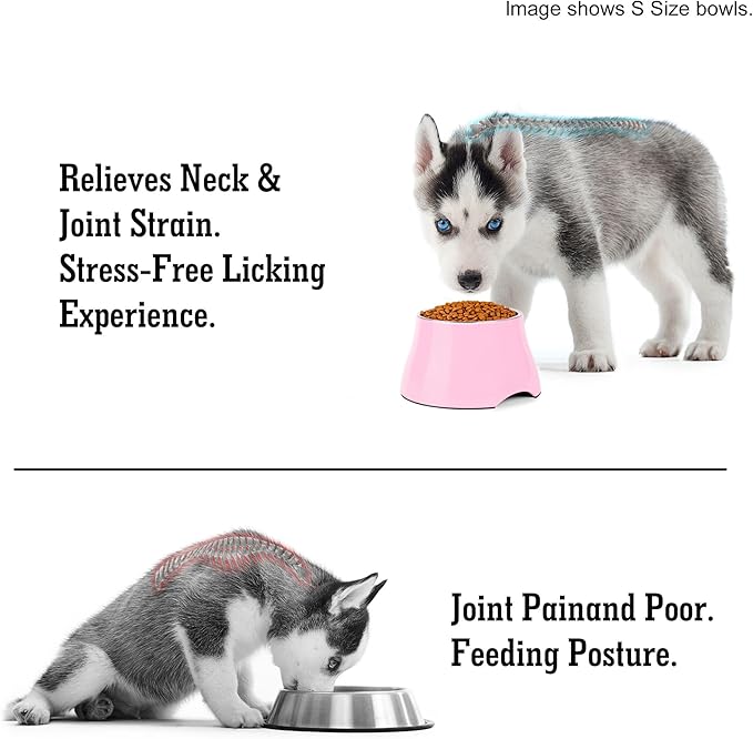 Dog Bowls,Cone Friendly Non Slip Single Dog Bowl with Stainless Steel Inner, Raised Bowls for Small and Medium Dogs Spaniel Dogs Long Ear, High Capacity, L/3 Cups Pink