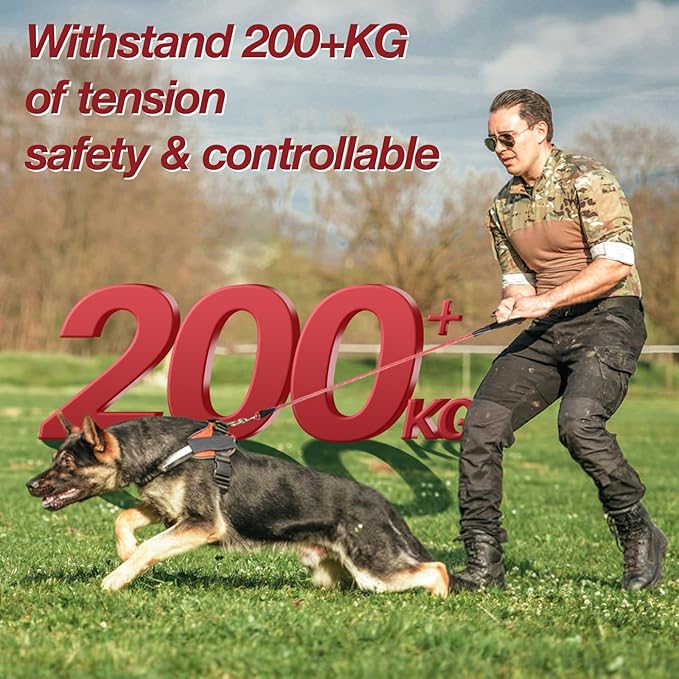 Red 4FT Dog Leash for Large Dogs Night Walking Reflective Heavy Duty Chew-Resistant Nylon Leash with Padded Handle and 360° Swivel Clip Strong for Medium to Large Breeds