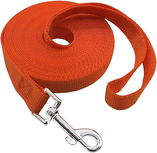 Nylon Training Dog Leash for Small Medium Large Dogs, 15ft 20ft 30ft 50ft Long Leash Dog/Puppy Lead for Obedience Recall Training, Camping (15ft, Orange)