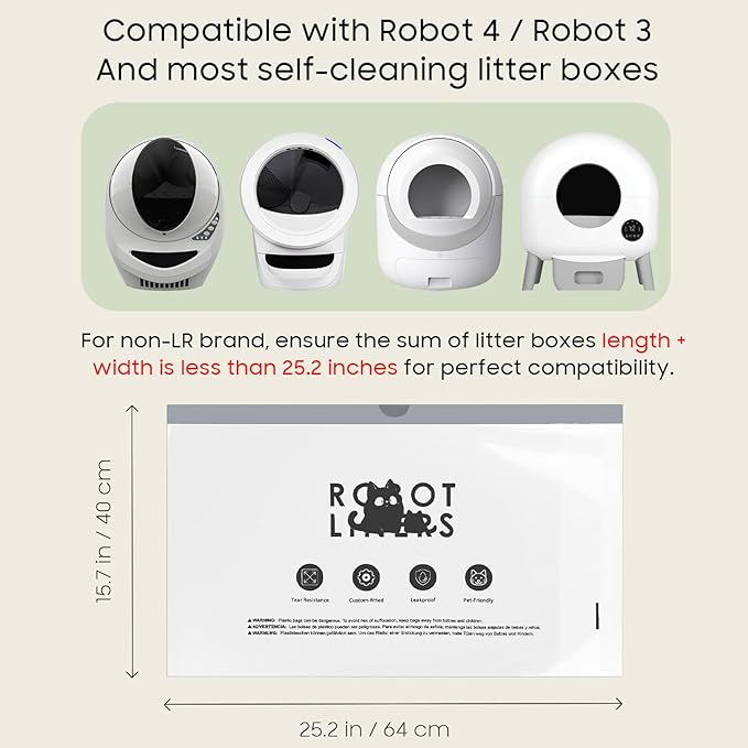 Cat Litter Box Robot 4 and 3 Waste Bags, 120 Pack Automatic Litter Box Bags, Thick Heavy Duty Cat Litter Box Liner Bags - Transparent, Sensor-compatible