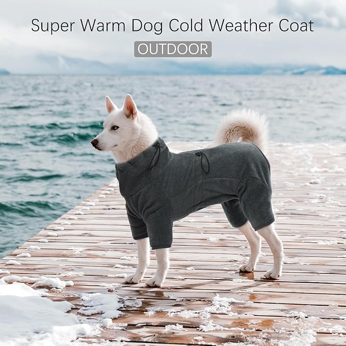 ROZKITCH Dog Jumpsuit for Large Dogs, Pet Windproof Warm Cold Weather Jacket Vest Cozy Jumpsuit Apparel Outfit Clothes for Small Medium Large Dog Walking Hiking Sleep Grey L