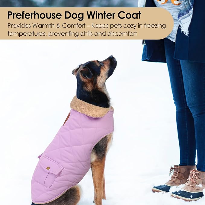 Large Dog Winter Jacket, Pet Warm Windproof Coat Dogs Cold Weather Coats Snow Jacket Pets Clothes, Golden Retriever, Labrador Retriever, Husky, Lilac L