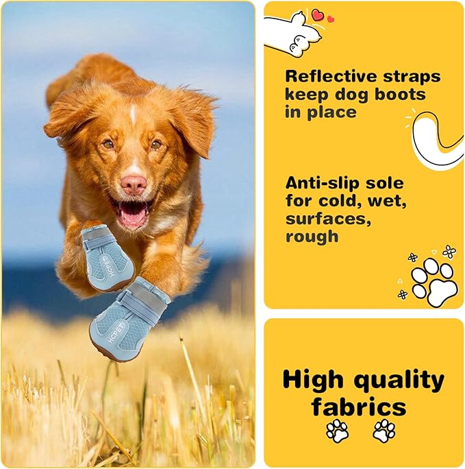 Hcpet Dog Shoes, Dog Boots for Large Dogs, Breathable Dog Booties Paw Protector for Summer Hot Pavement, Winter Snowy Day, Outdoor Walking, Indoor Hardfloors Anti Slip Sole Blue Size 6