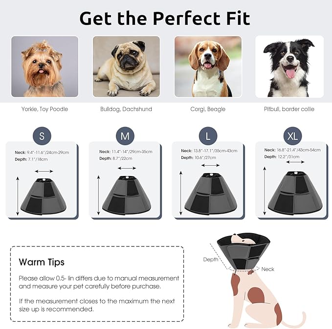 Queenmore Dog Cone XL, Soft Dog Cones for Large Dogs After Surgery, Cone for Dogs to Stop Licking, Elizabethan Collar for Pet, Alternative to Recovery Collar for Large Breeds, Grey XL