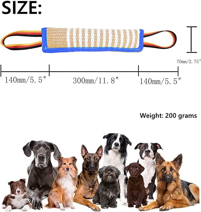 Clysoru Dog Tug Toy Dog Tough Jute Bite Pillow Lasting Training Equipment Two Flag Handles Puppy to Large Dogs Interactive Toy war Toys for Aggressive chewers