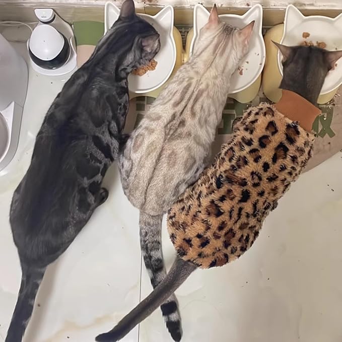 Cat Leopard Double-Sided Fleece Pullover, Soft Warm Clothes for Hairless Sphynx, Devon & All Indoor Kittens in Winter (Leopard,2XL)