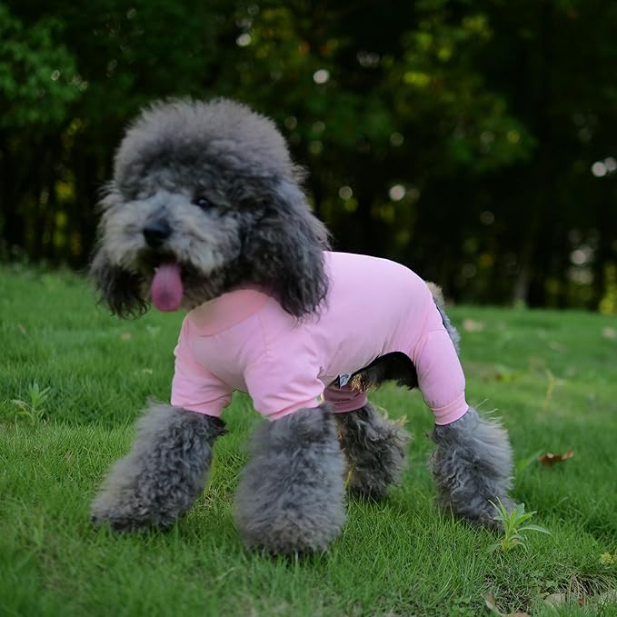 LoveLongLong Dog Jumpsuit with UV Protection and Quick-Dry Fabric for Spring Summer Pet Pajamas Pink XS