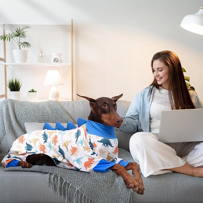 Dog Pajamas Large Size, Big Dog Onesie Clothes, Anti Shedding and Licking, Post Surgery Recovery Pet Pjs, Cotton Soft Material Stretchable Pet Pajamas U-COSP02M