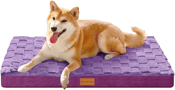 Patas Lague Orthopedic Dog Bed Medium Size Dog 30''X20'', Waterproof Soft Warm Comfortable Egg Crate Foam Medium Pet Beds Mat with Removable Washable Cover and Nonskid Bottom, Pueple