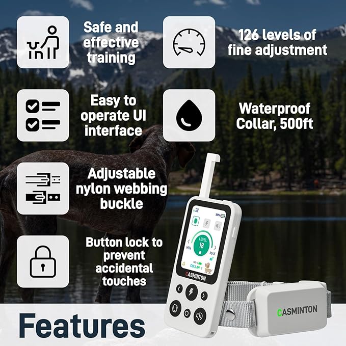 Shock Collar for 2Dogs [CRS01Pro]126 Training Levels, 4 Powerful Modes With 2.8-inch LCD high-definition display100% Safe Training Collar for Large Medium Small Dogs IPX7 Waterproof E Collar