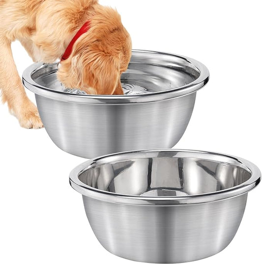 2Pcs 1.3 Gallons Large Dog Bowls - Food Grade Stainless Steel Metal Water Bowl, Ample Capacity & Easy to Clean Food Bowls for Large X-Large Dogs Indoor Outdoor