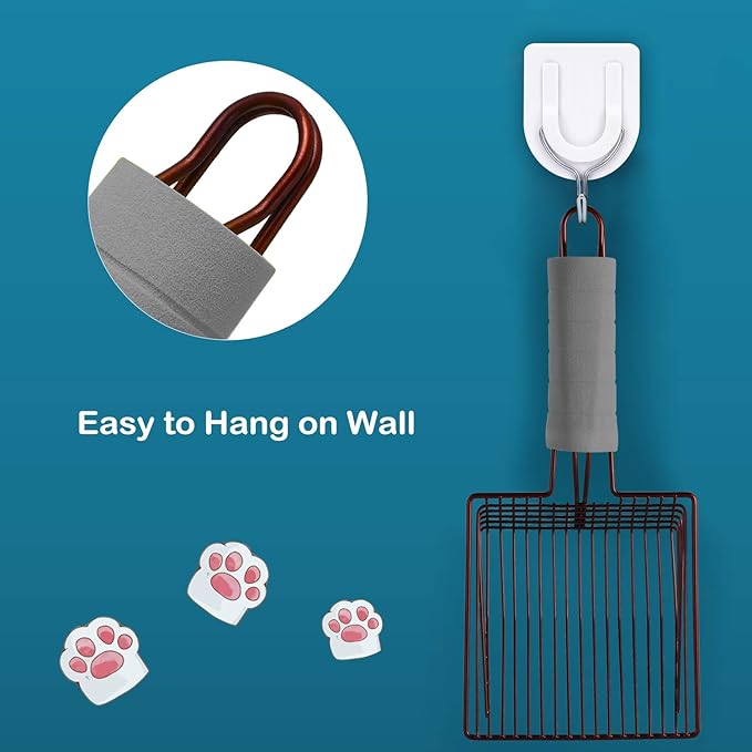 Cat Litter Scoop, Steel Metal Scooper with Deep Shovel and Long Foam Handle for Kitty Litter Box, Soft Pet Sifter, Comfy Poop Sifting, Pooper Lifter, Durable and Heavy Duty, Bronze Finish