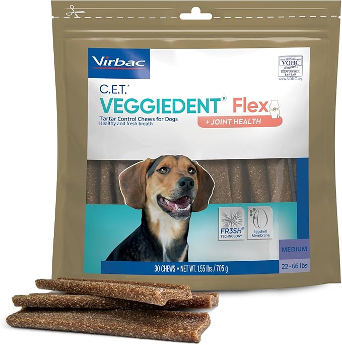 Virbac C.E.T. VEGGIEDENT Flex Tartar Control Chews for Dogs - Medium