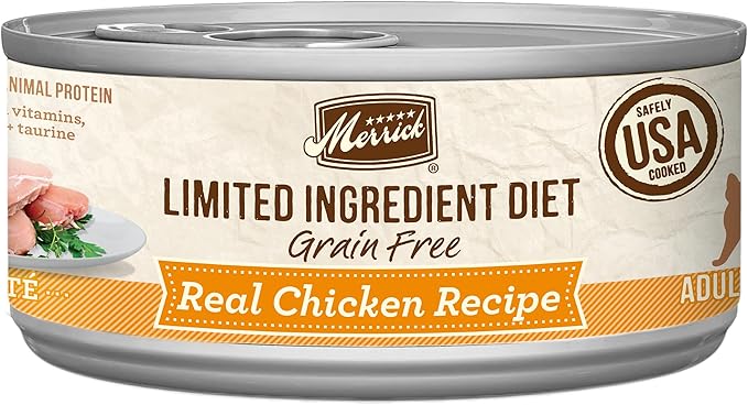 Merrick Limited Ingredient Diet Premium Grain Free And Natural Canned Pate Wet Cat Food, Chicken Recipe - (Pack of 24) 5 oz. Cans