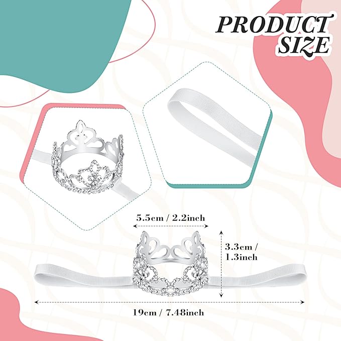 2 Pcs Dog Crown Headband Dog Tutu Dress Set Crystal Rhinestone Tiara Crown Tutu Skirt Pet Dress Costume for Puppy Birthday Party Wedding Photo Prop Costume(Large,White)