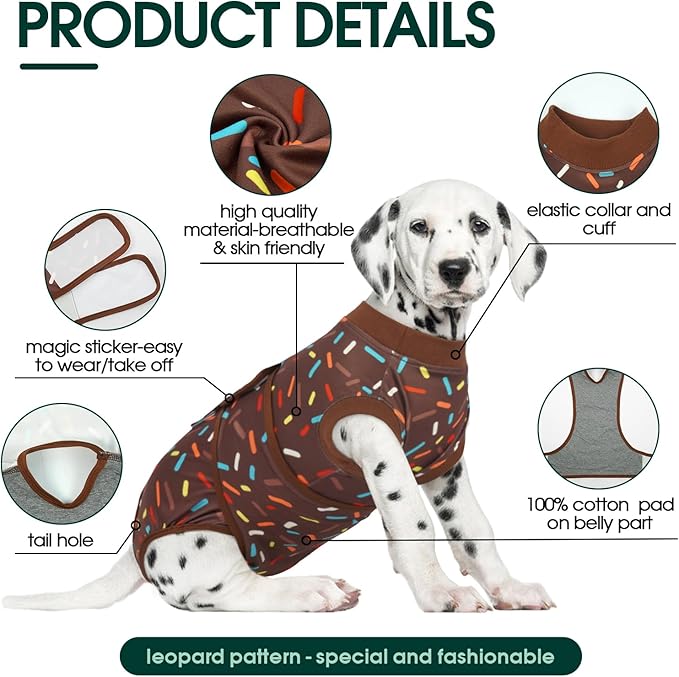 Kuoser Dog Recovery Suit for Post-Surgery Care, Spay Neuter Bodysuit for Female & Male Dogs, Anti-Licking Surgical Onesie, Snug Fit for Abdominal Wound Protection & Skin Healing, Brown XXL