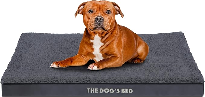 The Dog’s Bed Orthopedic Dog Bed, Large Grey Plush, Waterproof, Supportive Dog Bed with Washable Replaceable Covers
