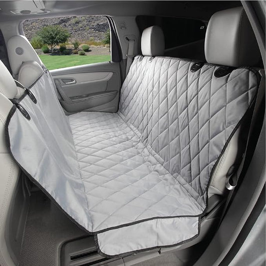4Knines Dog Backseat Cover with Hammock for Cars, SUVs, and Trucks – Waterproof Layers, Nonslip Seat Protector, Durable Nylon Clips, K9 Shield with Heavy Duty Thread, (Regular, Grey)