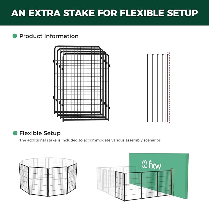 FXW Homeplus Unleashed Indoor Dog Playpen - Stress-Free and Safe Play, Heavy Duty 40 Inch 4 Panels Dog Pen for Medium and Large Dogs, Black│Patented