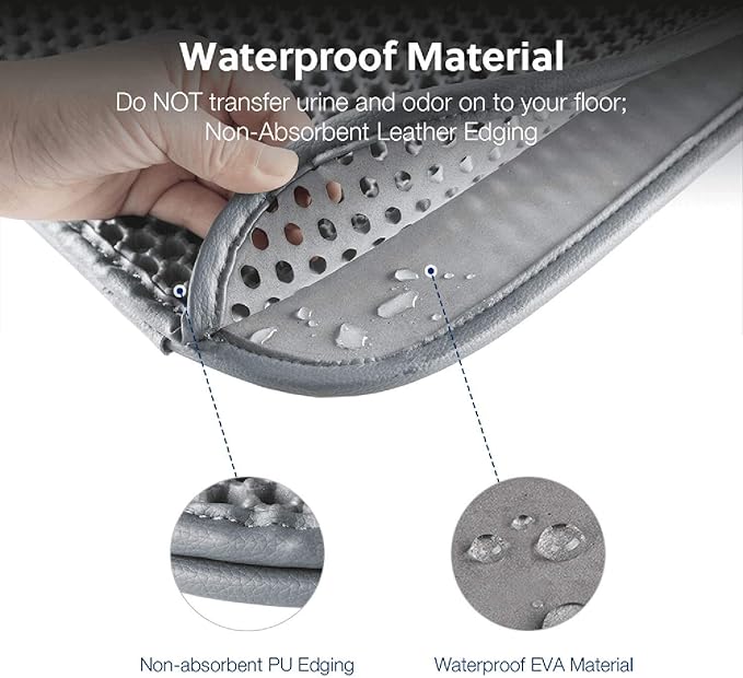 WePet Cat Litter Mat, Kitty Litter Trapping Mat, Honeycomb Double Layer Mats, No Phthalate, Urine Waterproof, Easy Clean, Scatter Control, Catcher Litter Tray Box Rug Carpet