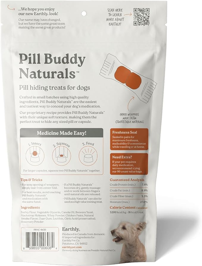 Presidio Pill Buddy Naturals - Chicken Recipe Pill Hiding Treats for Dogs - Make A Perfect Pill Concealing Pocket Or Pouch - 30 Servings