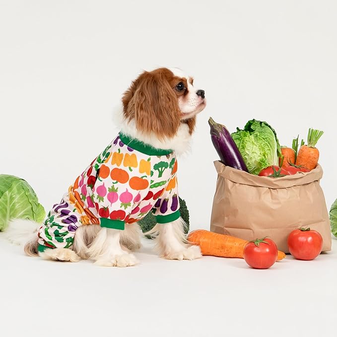 Fitwarm Funny Vegetable Dog Pajamas, Warm Winter Dog Clothes for Small Dogs Boy Girl, Cozy Pet Onesie with Feet, Green, White, Red, Pink, Purple, XS