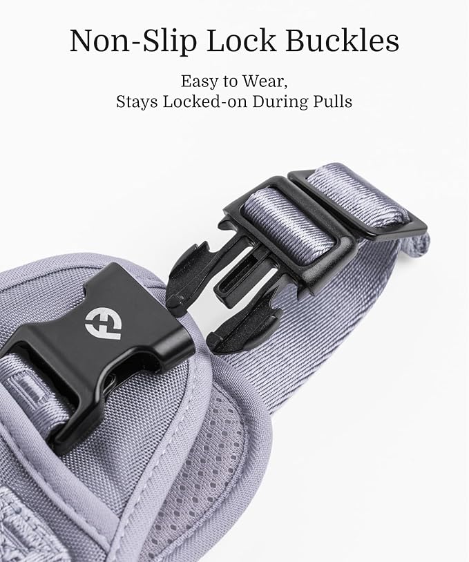 2025 New Edition, Fei & Eve Classic Dog Harness - Quick-Release Buckles | 3-Point No-Pull Control | Heavy-Duty 900D Nylon | Dual Safety Handles | Breathable Mesh | Adjustable Fit | X-Large,Gray